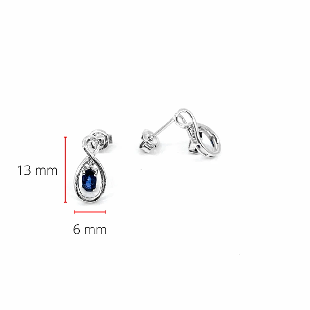 10K White Gold 0.70cttw Genuine Sapphire Earrings