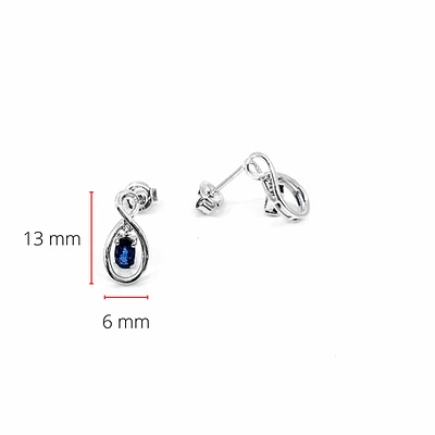 10K White Gold 0.70cttw Genuine Sapphire Earrings