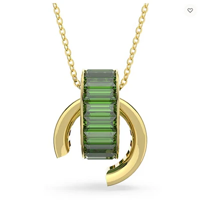 Swarovski Matrix Pendant Baguette Cut, Green, Gold-tone Plated 5639629- Discontinued