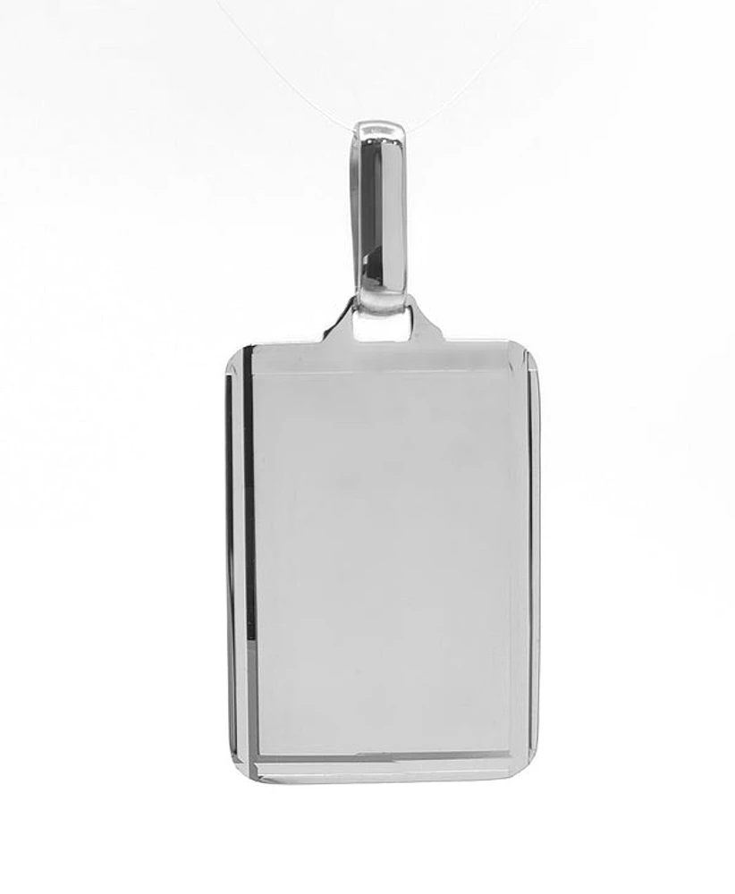 10K White Gold Diamond Cut Engravable Plate Charm - 18x13mm
