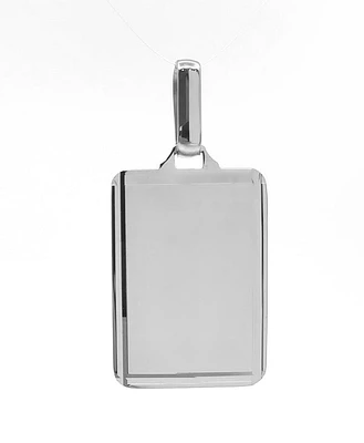 10K White Gold Diamond Cut Engravable Plate Charm - 18x13mm