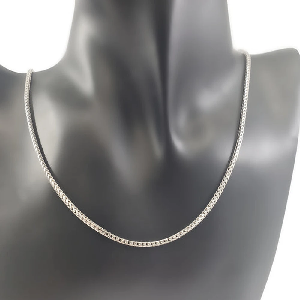 925 Sterling Silver 2.4mm Rhodium Plated Franco Chain - 22 Inches