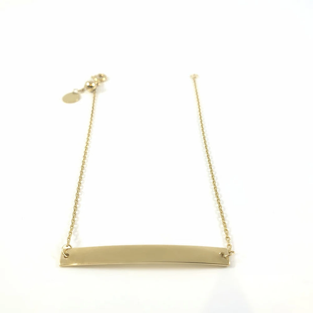 10K Yellow Gold Engravable Bar (35mm x 4mm) Bracelet - 7 Inches