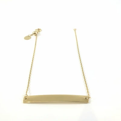 10K Yellow Gold Engravable Bar (35mm x 4mm) Bracelet - 7 Inches