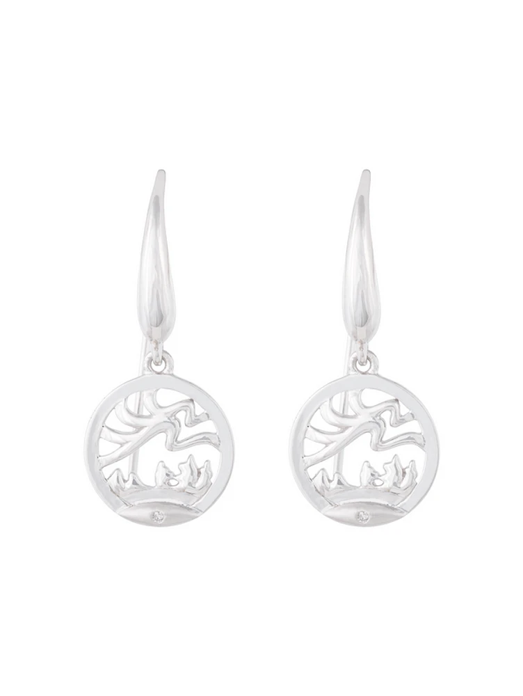 925 Sterling Silver 0.01cttw Canadian Diamond Aurora Dangle Earrings