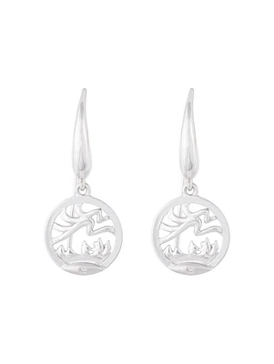 925 Sterling Silver 0.01cttw Canadian Diamond Aurora Dangle Earrings