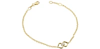 10K Yellow Gold 0.04cttw Diamond Heart Shaped Tennis Bracelet, 7"