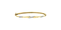 10K Yellow Gold 0.17cttw Diamond Bangle, 7"