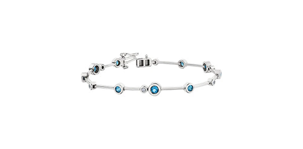 Blue Topaz & Diamond Tennis Bracelet