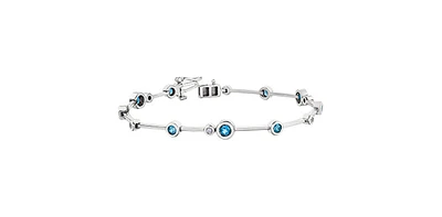 Blue Topaz & Diamond Tennis Bracelet