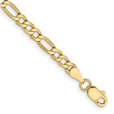 14K Gold 7.3mm Semi-Solid Figaro with Lobster Clasp Chain - /