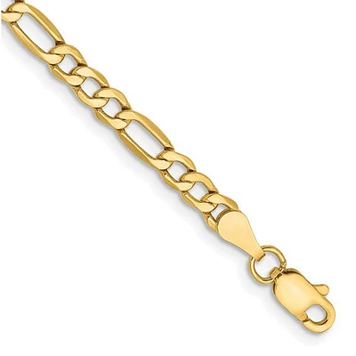 14K Gold 5.75mm Semi-Solid Figaro with Lobster Clasp Chain - /