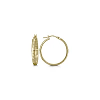 10K Yellow Gold 25mm Hammered Earrings