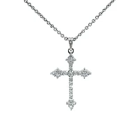 10/14K White Gold 0.85cttw Diamond Cross Pendant, 18"