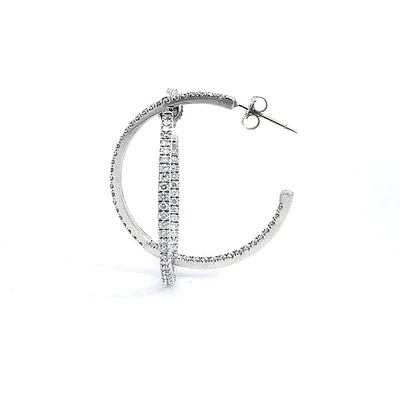 14K White Gold 0.74cttw Diamond Hoop Earrings