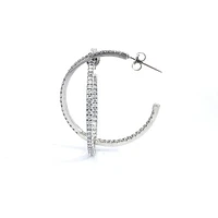14K White Gold 0.74cttw Diamond Hoop Earrings