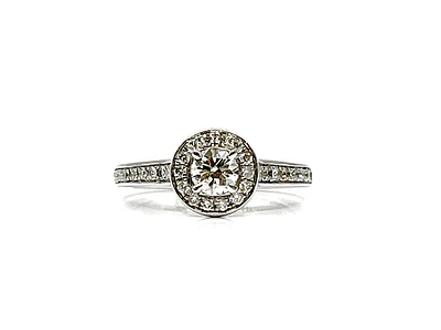 14K White Gold 0.69cttw Diamond Halo Engagement Ring - Size 6.5