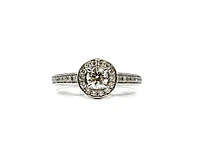 14K White Gold 0.69cttw Diamond Halo Engagement Ring - Size 6.5
