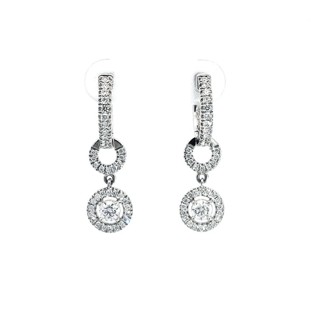 14K White Gold 0.93cttw Diamond Drop Earrings