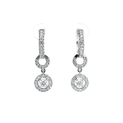 14K White Gold 0.93cttw Diamond Drop Earrings