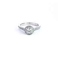 14K White Gold 0.67cttw Round Brilliant Cut Diamond Halo Engagement Ring