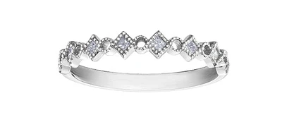 10K White Gold 0.14cttw Princess Cut Diamond Ring, size 6.5