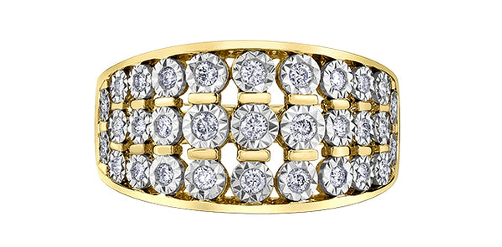 10K Yellow Gold Diamond 0.33cttw Illusion Setting Ring, Size 6.5