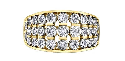 10K Yellow Gold Diamond 0.33cttw Illusion Setting Ring, Size 6.5