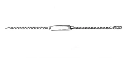 Engraveable 925 Sterling Silver Bar Baby Bracelet with Curb Link 5.5"