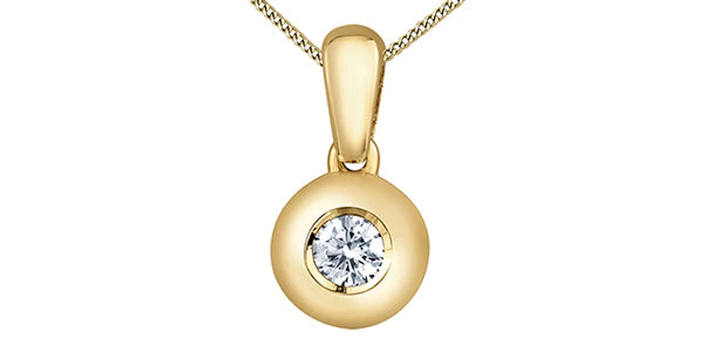 10K Yellow Gold 0.10cttw Diamond Necklace, 18"