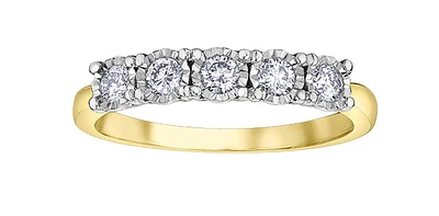 10K Yellow Gold Diamond 0.33cttw Illusion Setting Ring, Size 6.5