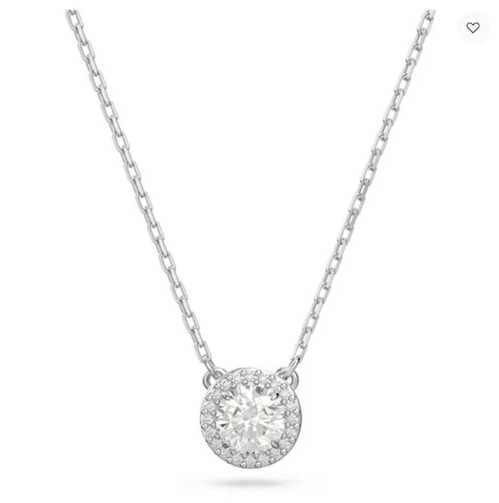 Swarovski Constella/Una pendant, Round cut, Pavé, White, Rhodium plated - 5636264