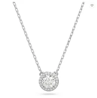 Swarovski Constella/Una pendant, Round cut, Pavé, White, Rhodium plated - 5636264