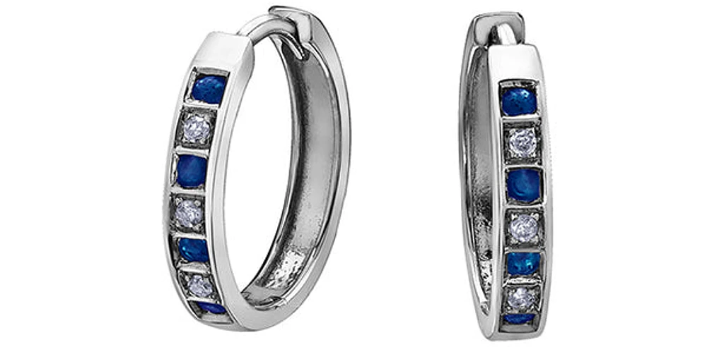 10K White Gold Sapphire and Diamond Earrings