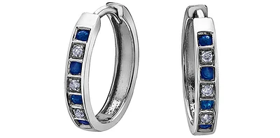 10K White Gold Sapphire and Diamond Earrings