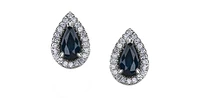 10K White Gold 0.60cttw Genuine Sapphire & 0.11cttw Diamond Pear Shaped Halo Earrings