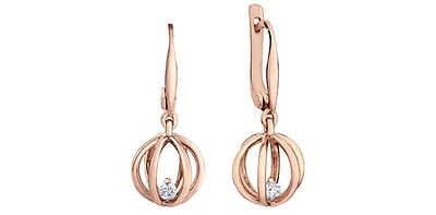 14K Rose Gold 0.124cttw Canadian Diamond Dangle Earrings