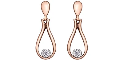 10K Rose Gold 0.06cttw Canadian Diamond Dangle Earrings