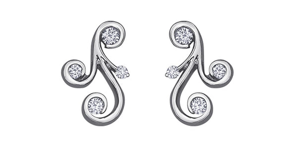 10K White Gold 0.215cttw Canadian Diamond Earrings