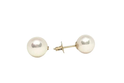 14K Yellow Gold 8mm Cultured Pearl Stud Earrings with Butterfly Backs