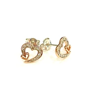 10K Rose and White Gold 0.12cttw Diamond Heart Stud Earrings with Butterfly Backs
