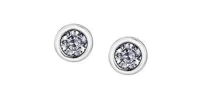 14K White Gold 0.30cttw Canadian Diamond Bezel Set Earrings