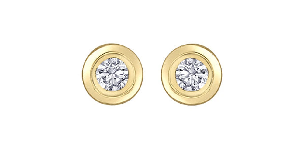 14K Gold 0.15cttw Canadian Diamond Bezel Set Earrings