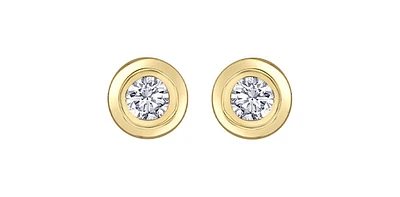 14K Gold 0.15cttw Canadian Diamond Bezel Set Earrings