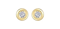 14K Gold 0.15cttw Canadian Diamond Bezel Set Earrings