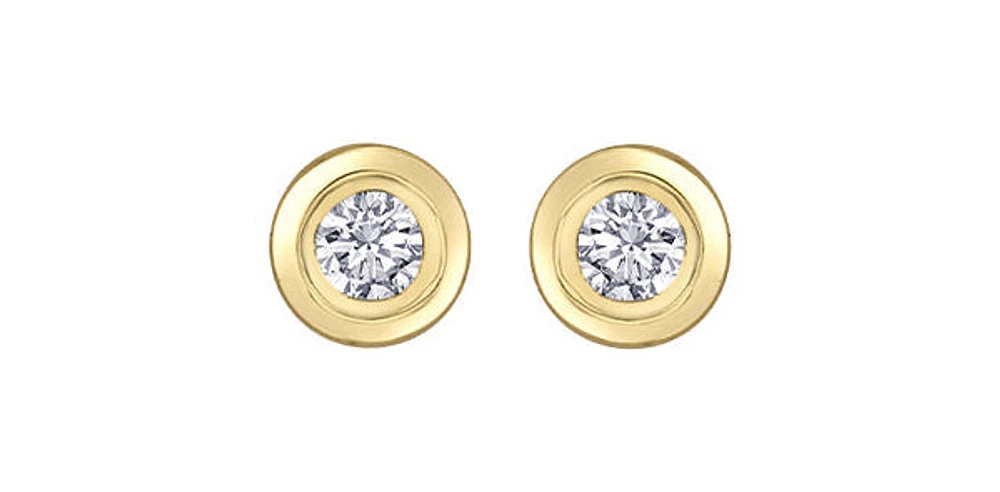 14K Gold 0.30cttw Canadian Diamond Bezel Set Earrings