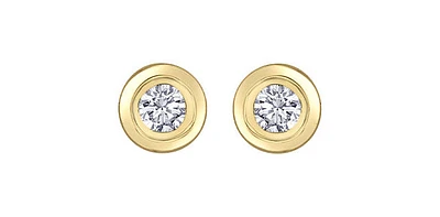14K Yellow Gold 0.30cttw Canadian Diamond Bezel Set Earrings