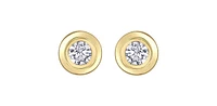 14K Gold 0.30cttw Canadian Diamond Bezel Set Earrings