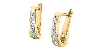 10K Yellow Gold 0.10cttw Diamond Hoop / Huggie / Hinged Earrings