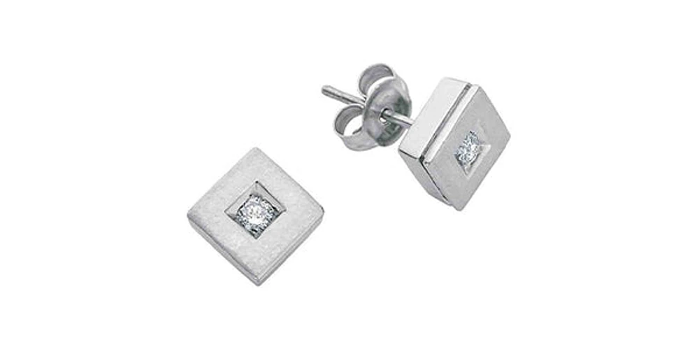 10K White Gold 0.10cttw Diamond Stud Earrings